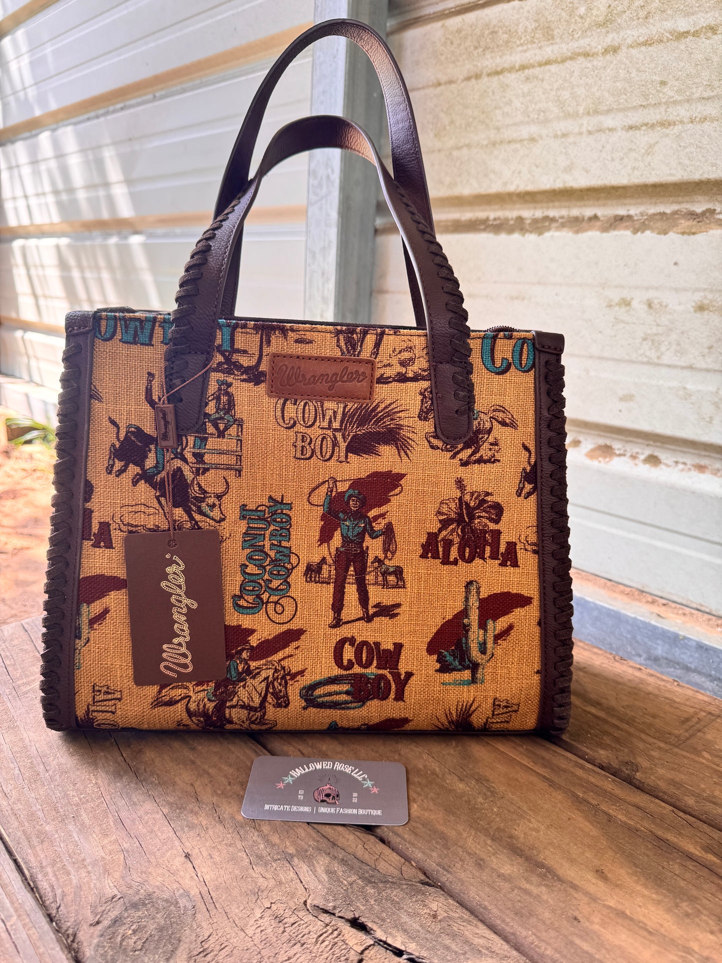 Wrangler Vintage Retro Cowboy Cool Print Concealed Carry Satchel/Crossbody