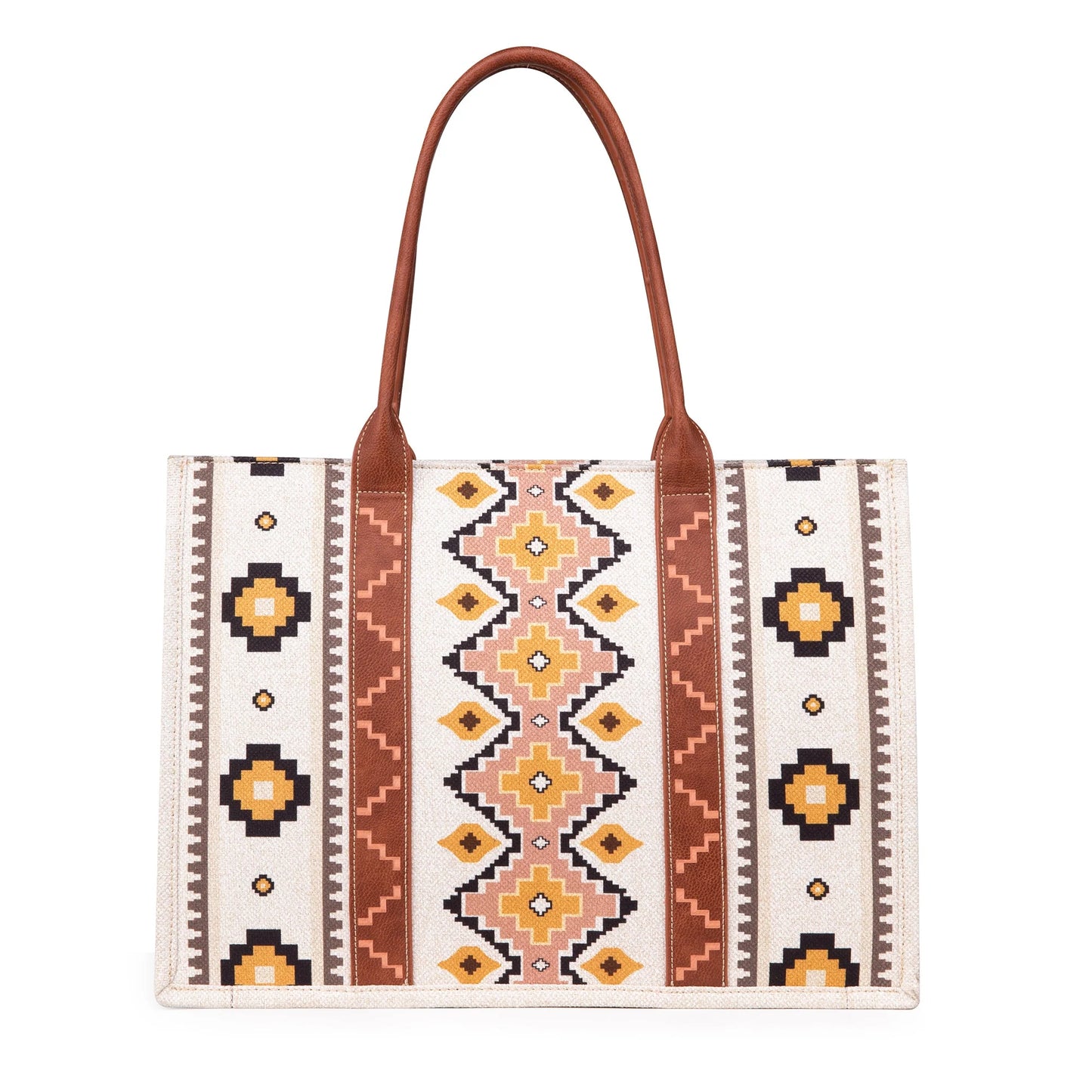 Wrangler Southwestern Pattern Dual Sided Print Canvas Wide Tote