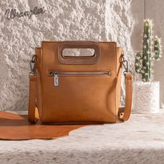 Wrangler Top Handle Boot Scroll Fringe Tote/Crossbody -Brown