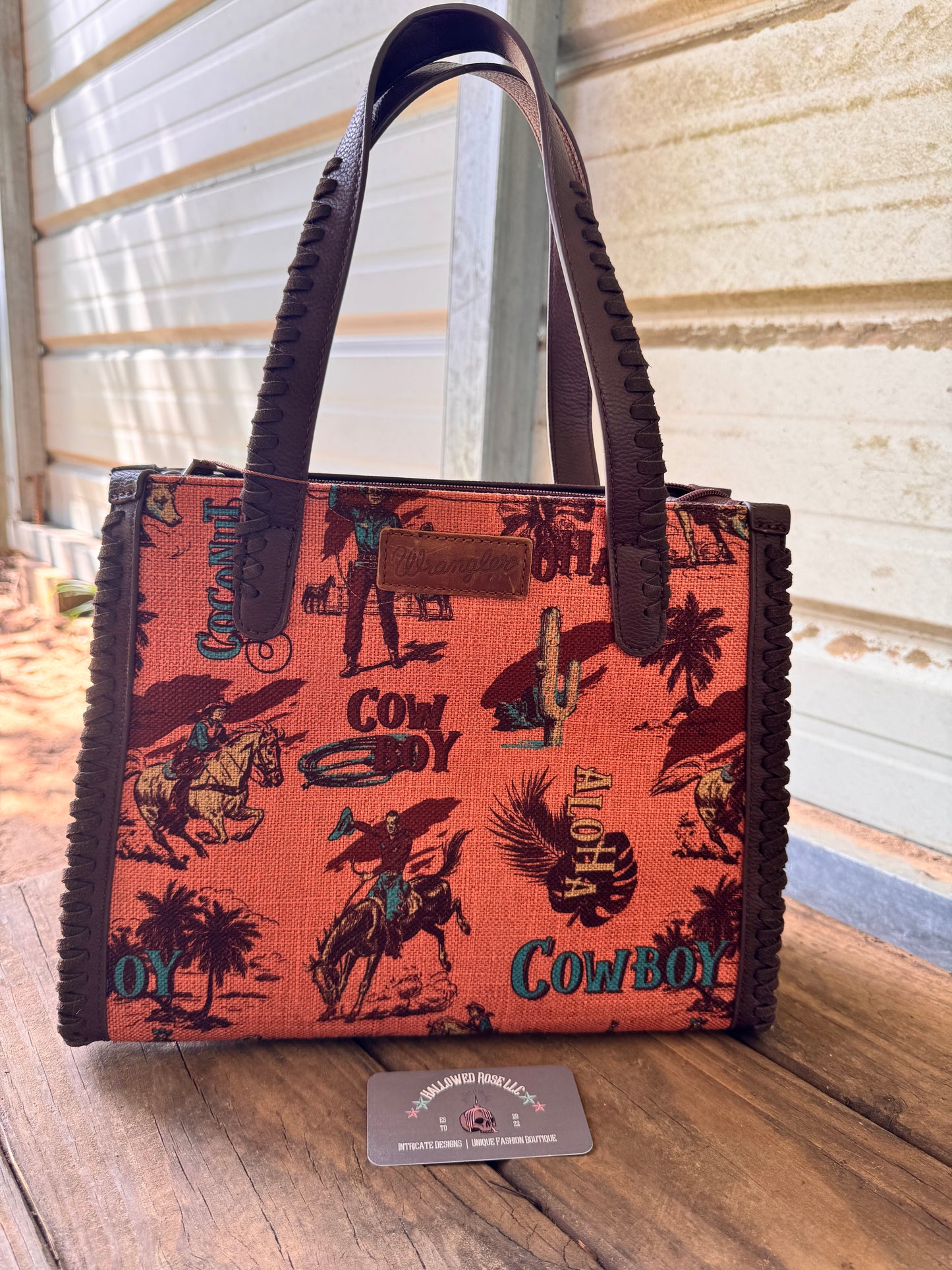 Wrangler Vintage Retro Cowboy Cool Print Concealed Carry Satchel/Crossbody