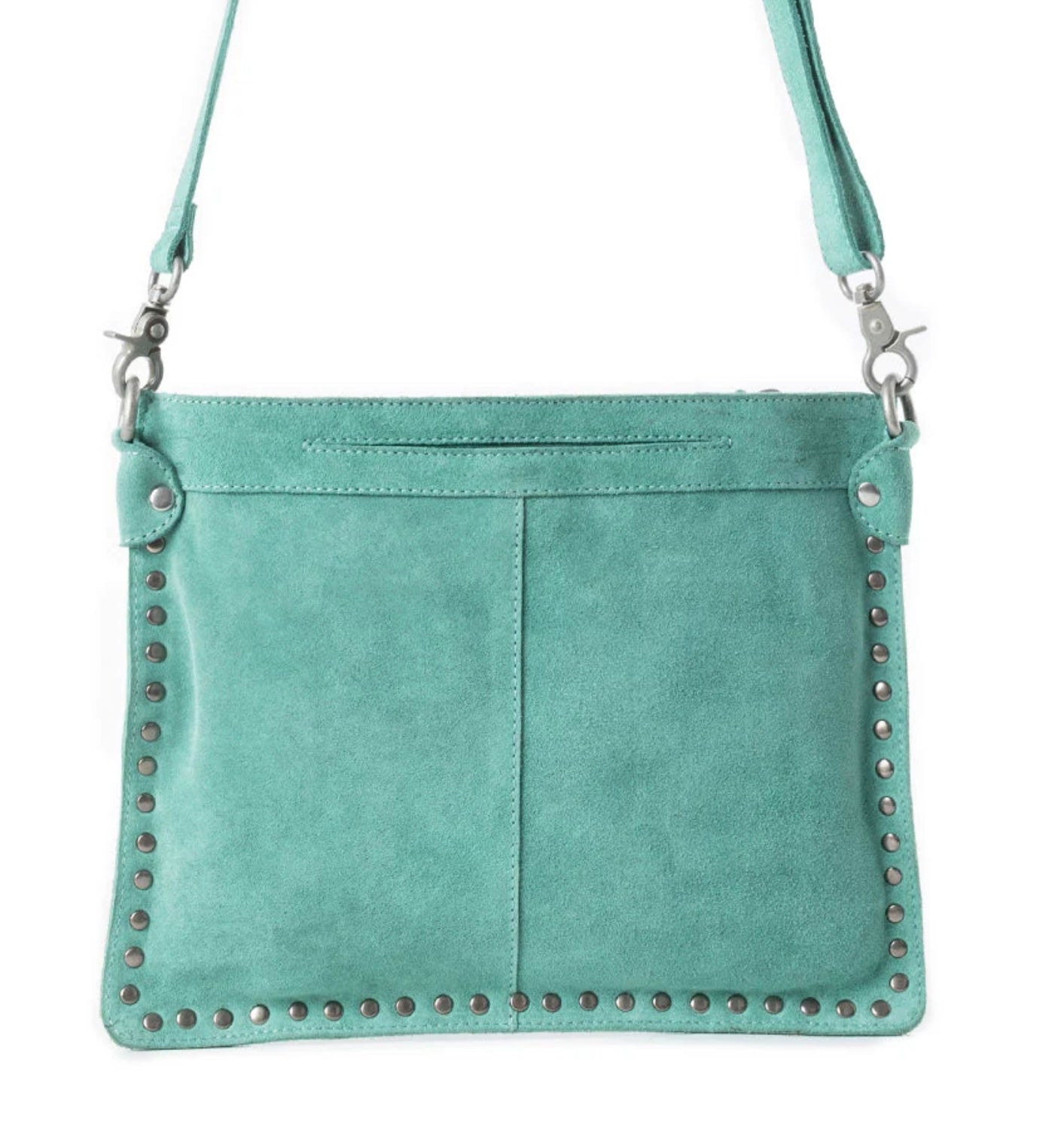 Texas Rose Western Embroidered Leather Bag In Turquoise