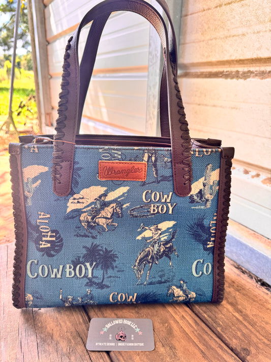 Wrangler Vintage Retro Cowboy Cool Print Concealed Carry Satchel/Crossbody