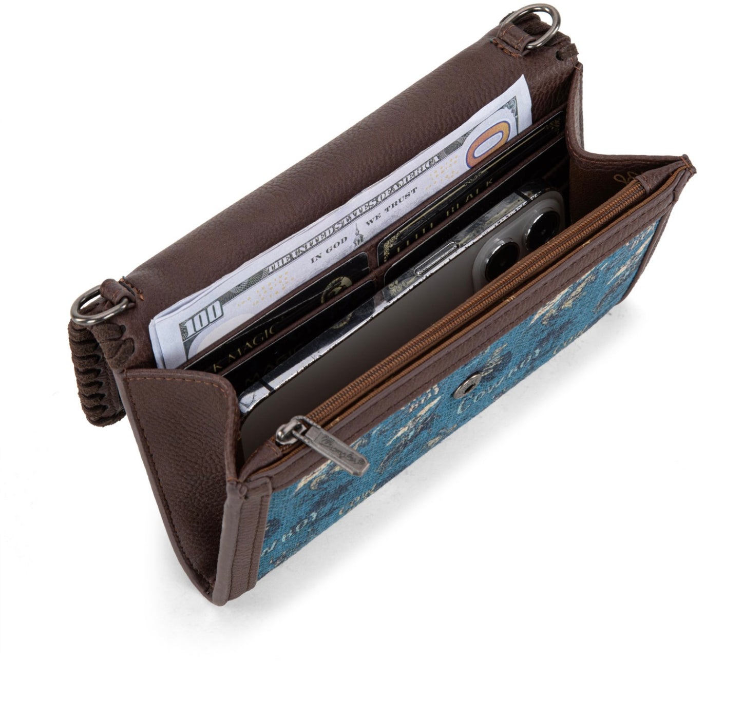 Wrangler Vintage Retro Cowboy Cool Print Wallet/Crossbody