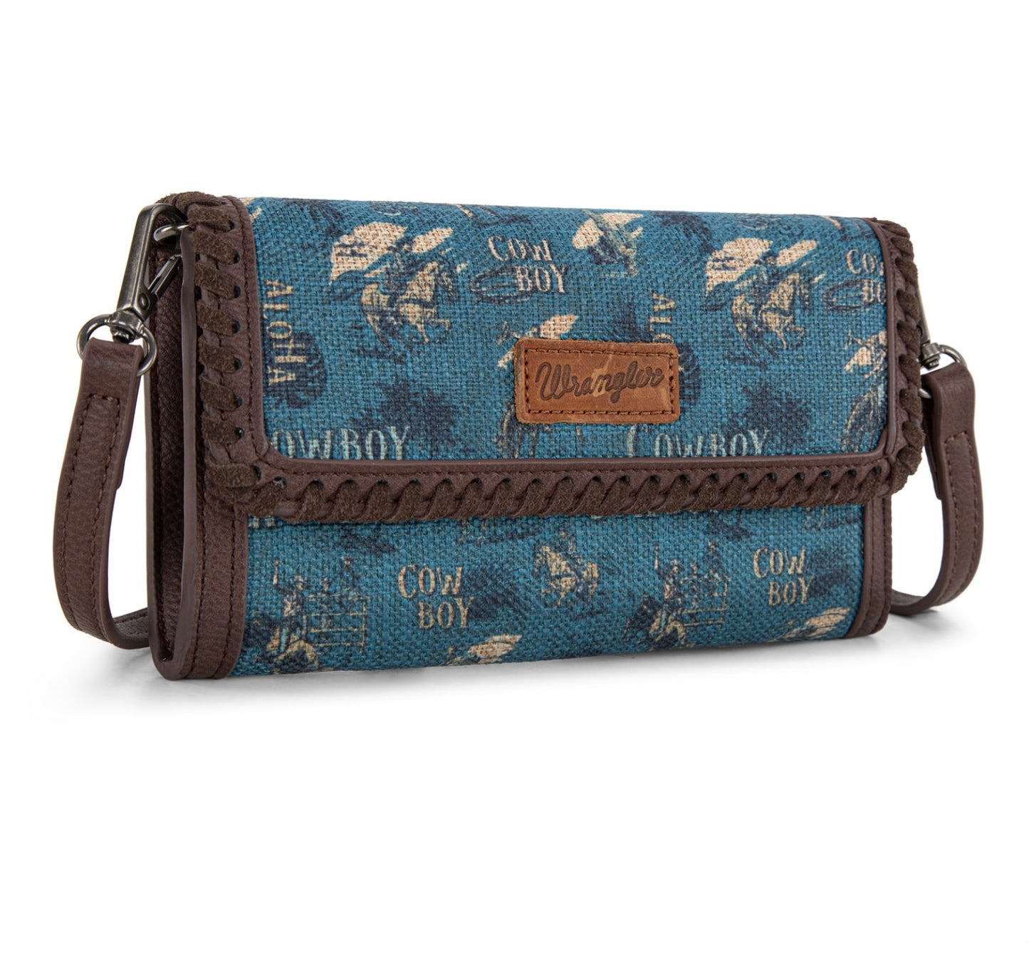 Wrangler Vintage Retro Cowboy Cool Print Wallet/Crossbody