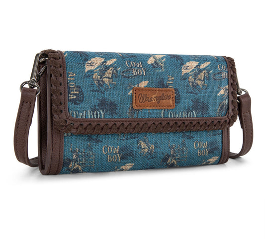 Wrangler Vintage Retro Cowboy Cool Print Wallet/Crossbody