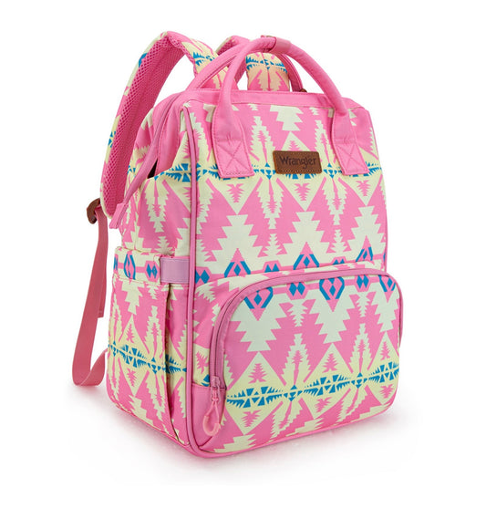 Wrangler Aztec Printed Callie Backpack/Diaper Bag- Pink