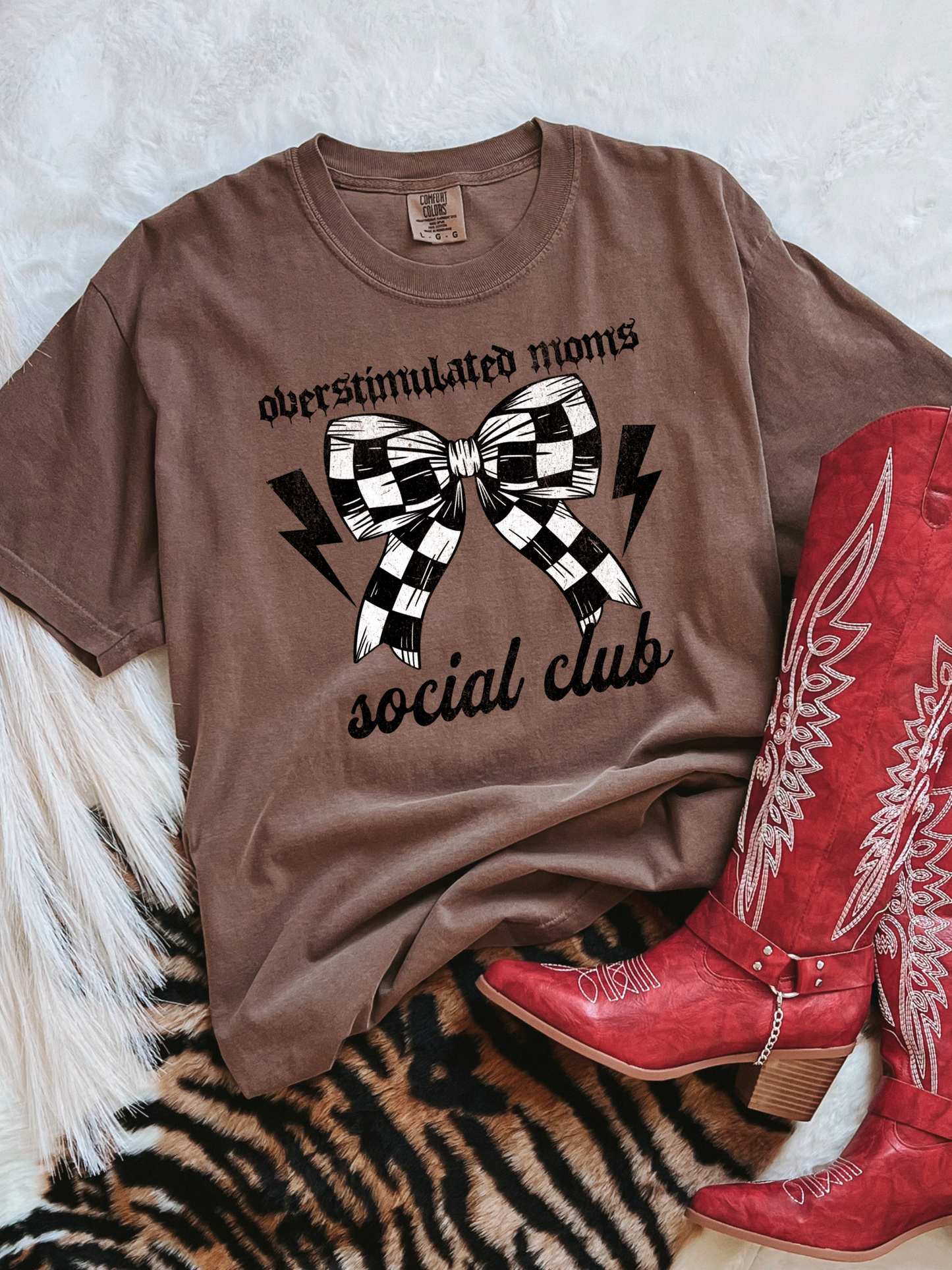 Overstimulated Moms Social Club Tee