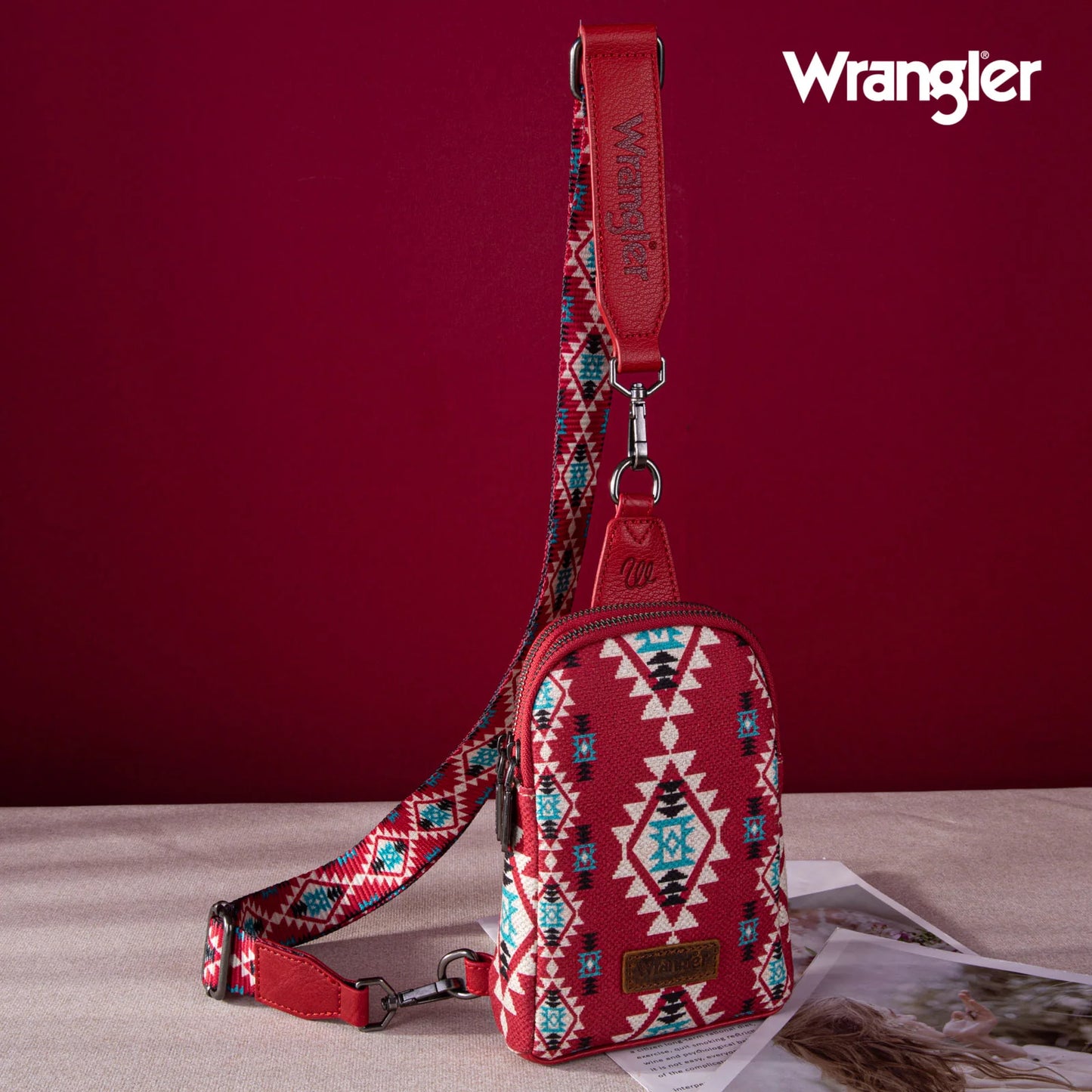 Wrangler Aztec Print Crossbody Sling Chest Bag