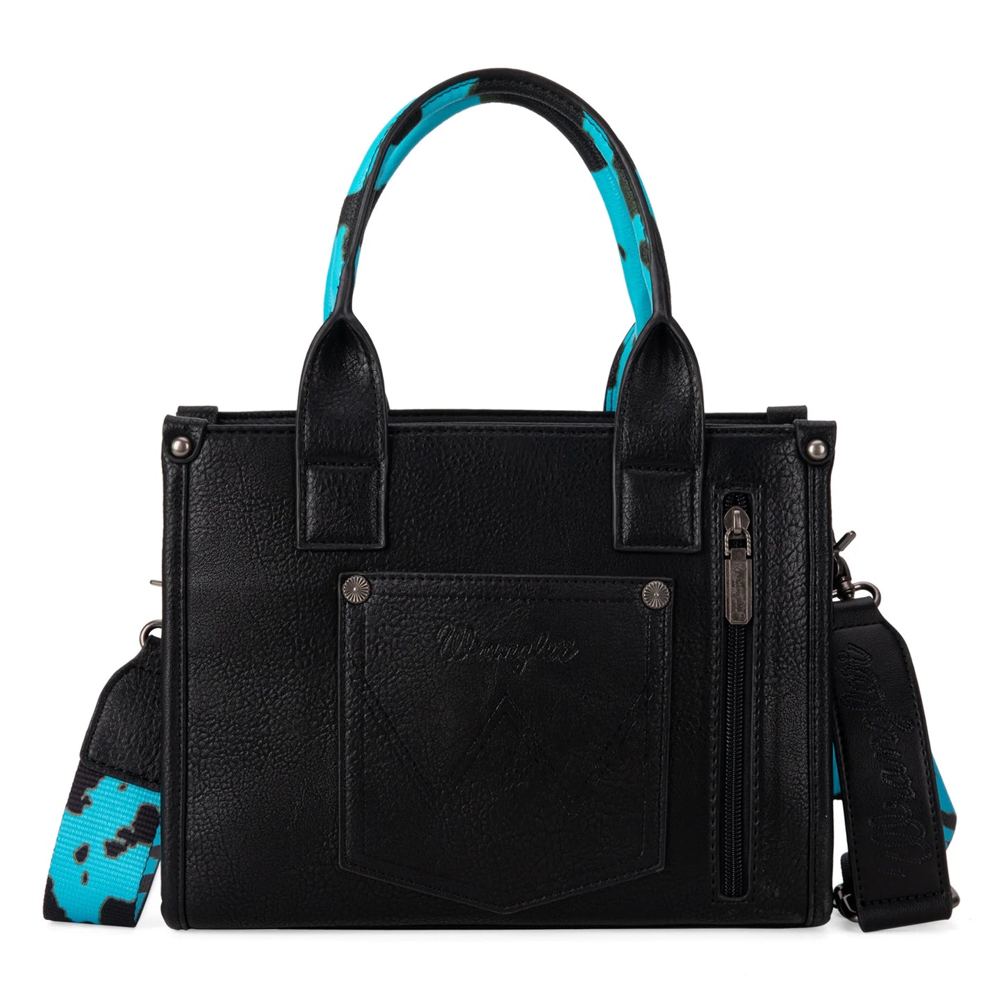 Wrangler Cow Print Concealed Carry Tote/Crossbody - Turquoise