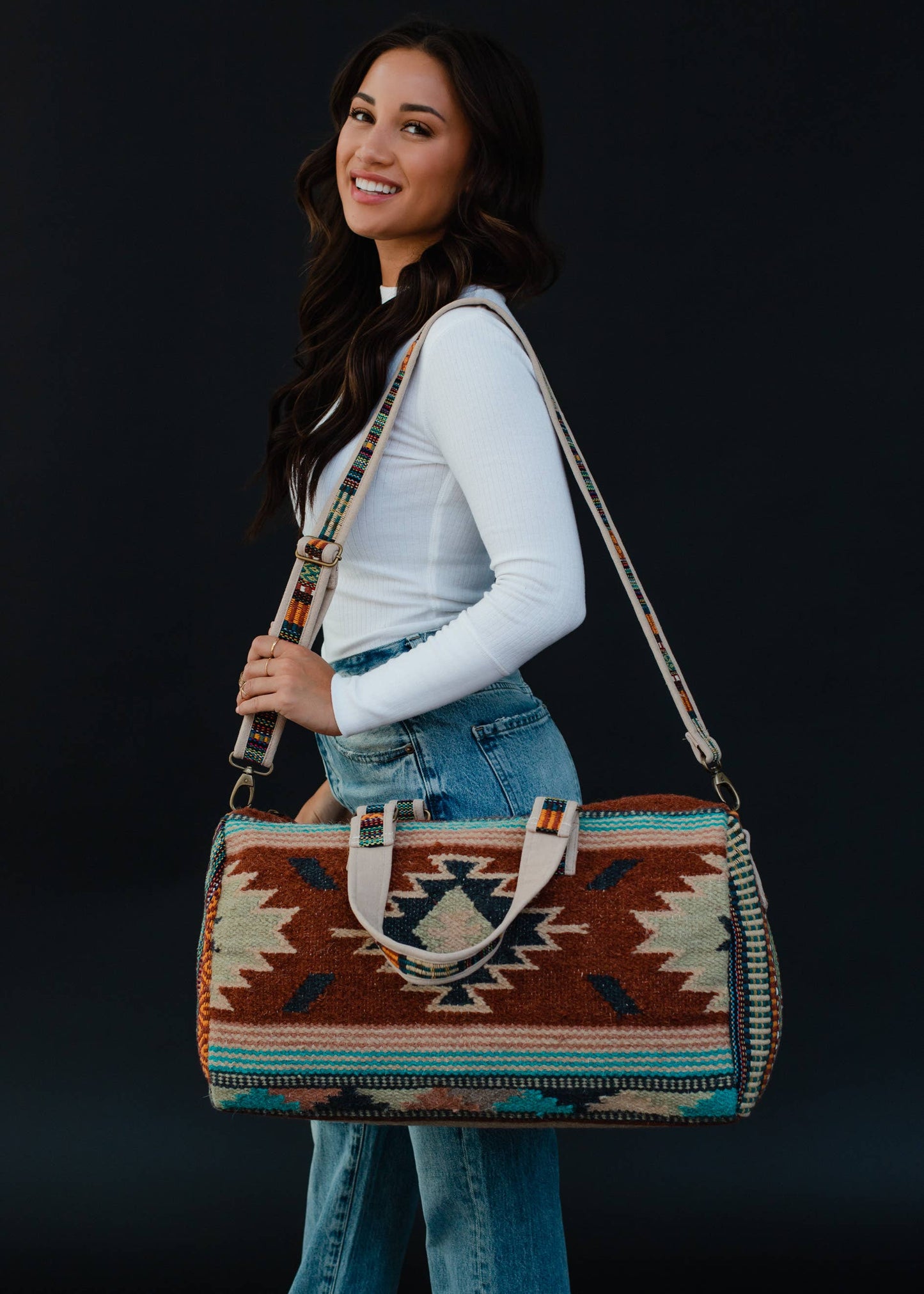 Red, Green & Cream Aztec Duffel