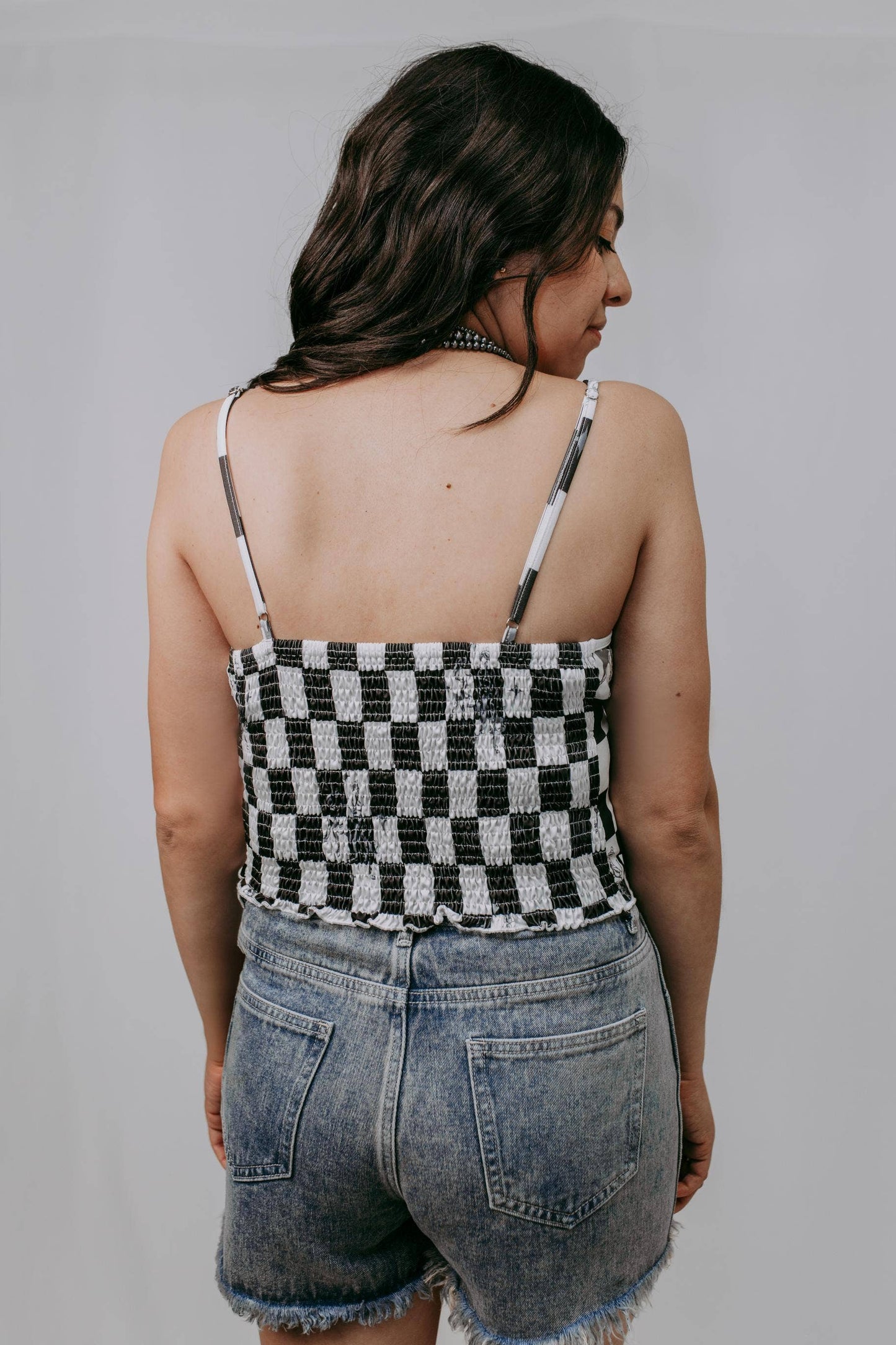 Checkered Corset Tank