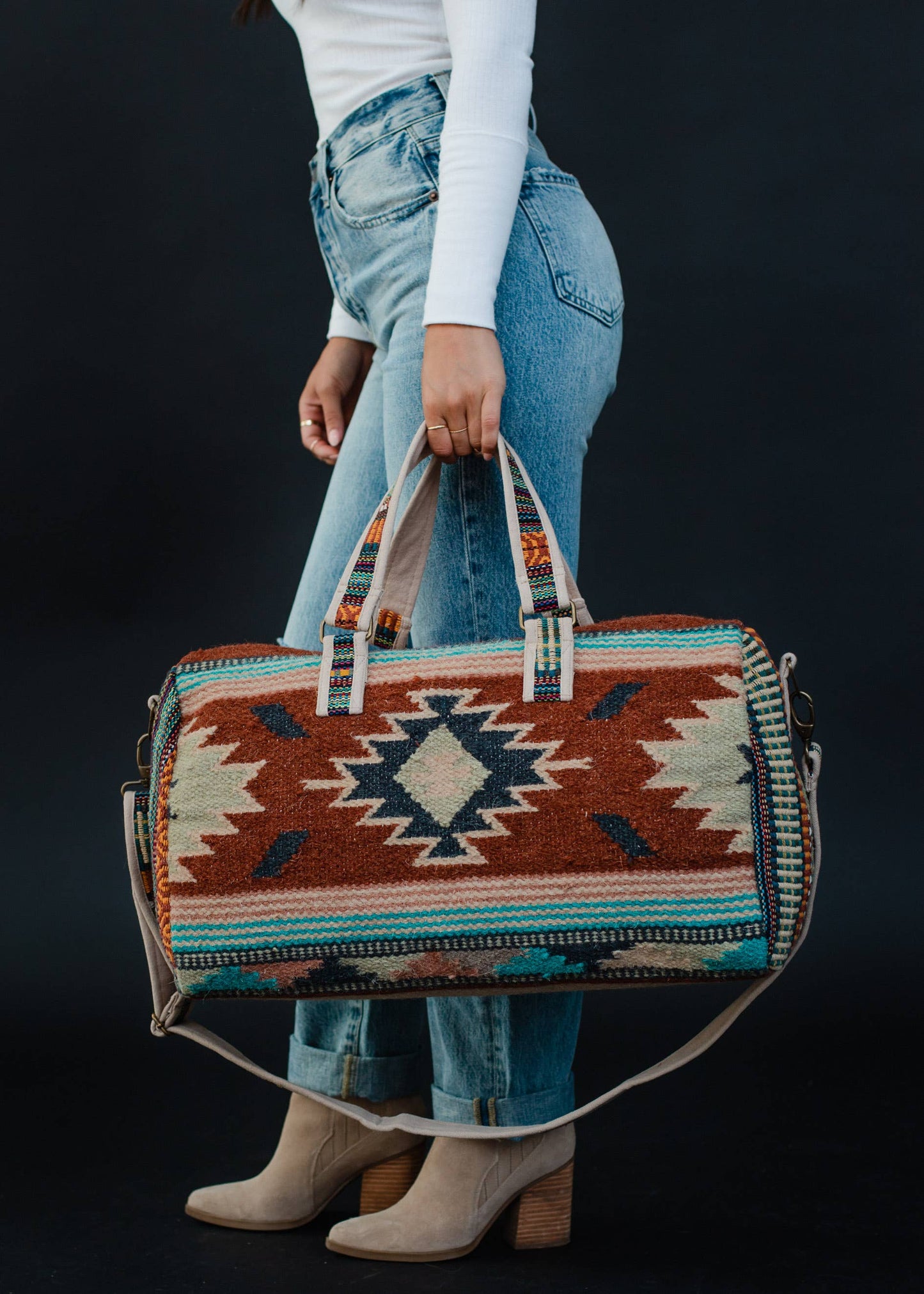 Red, Green & Cream Aztec Duffel