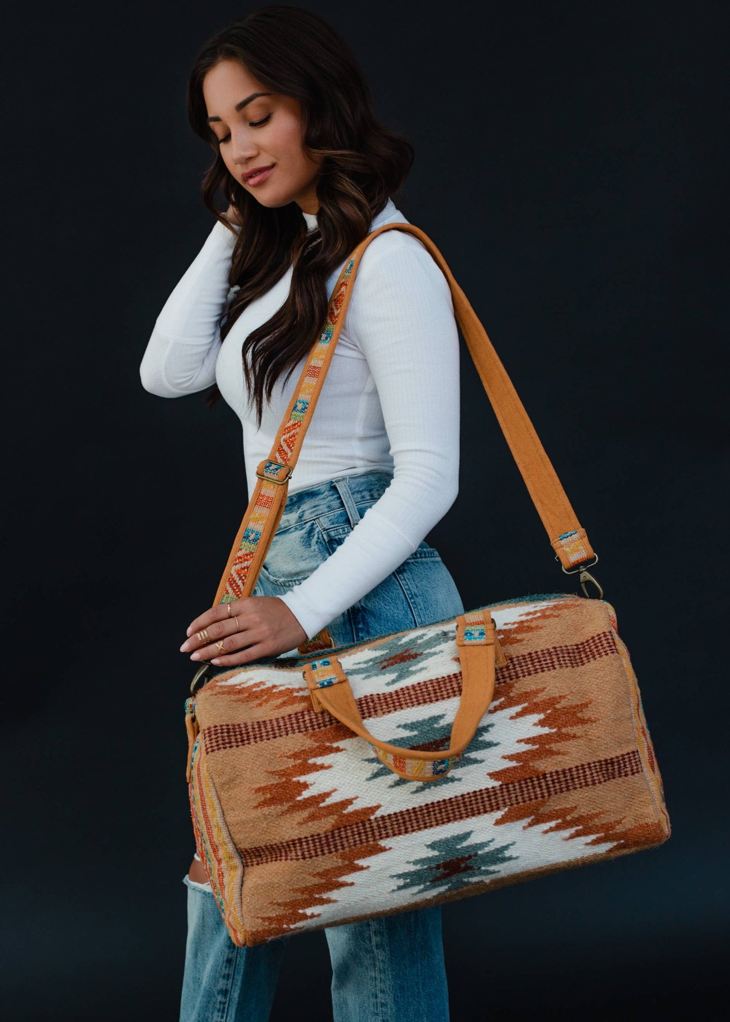 Brown, Rust & Teal Aztec Duffel