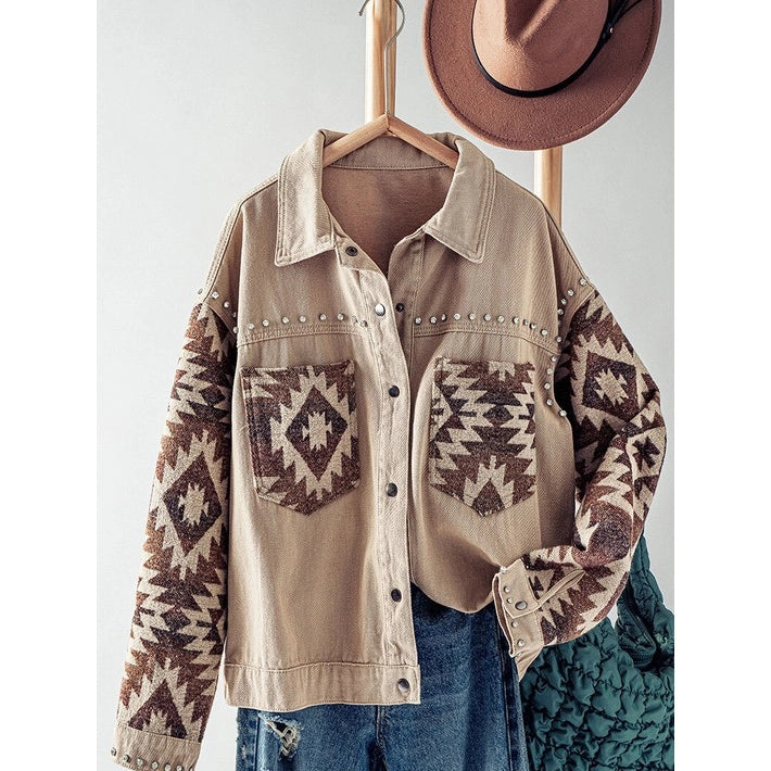 Kayla Aztec Print Button Down Jacket