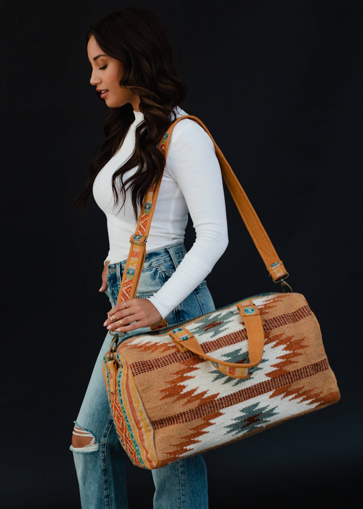 Brown, Rust & Teal Aztec Duffel