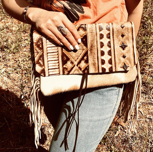 Hair on Hide Handbag w/ Sienna Navajo Flap