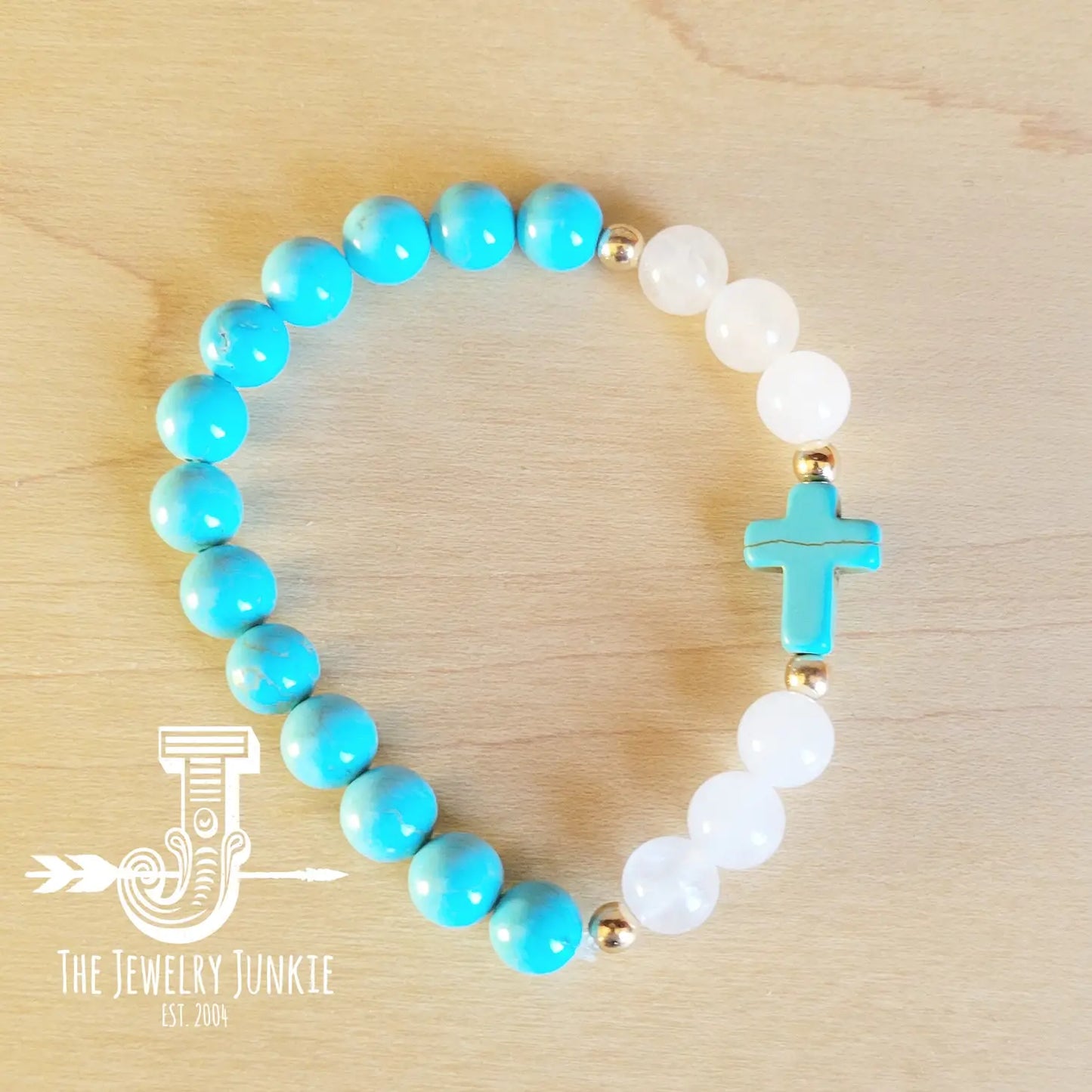 Natural Jade and Howlite Beaded Stretch Bracelet