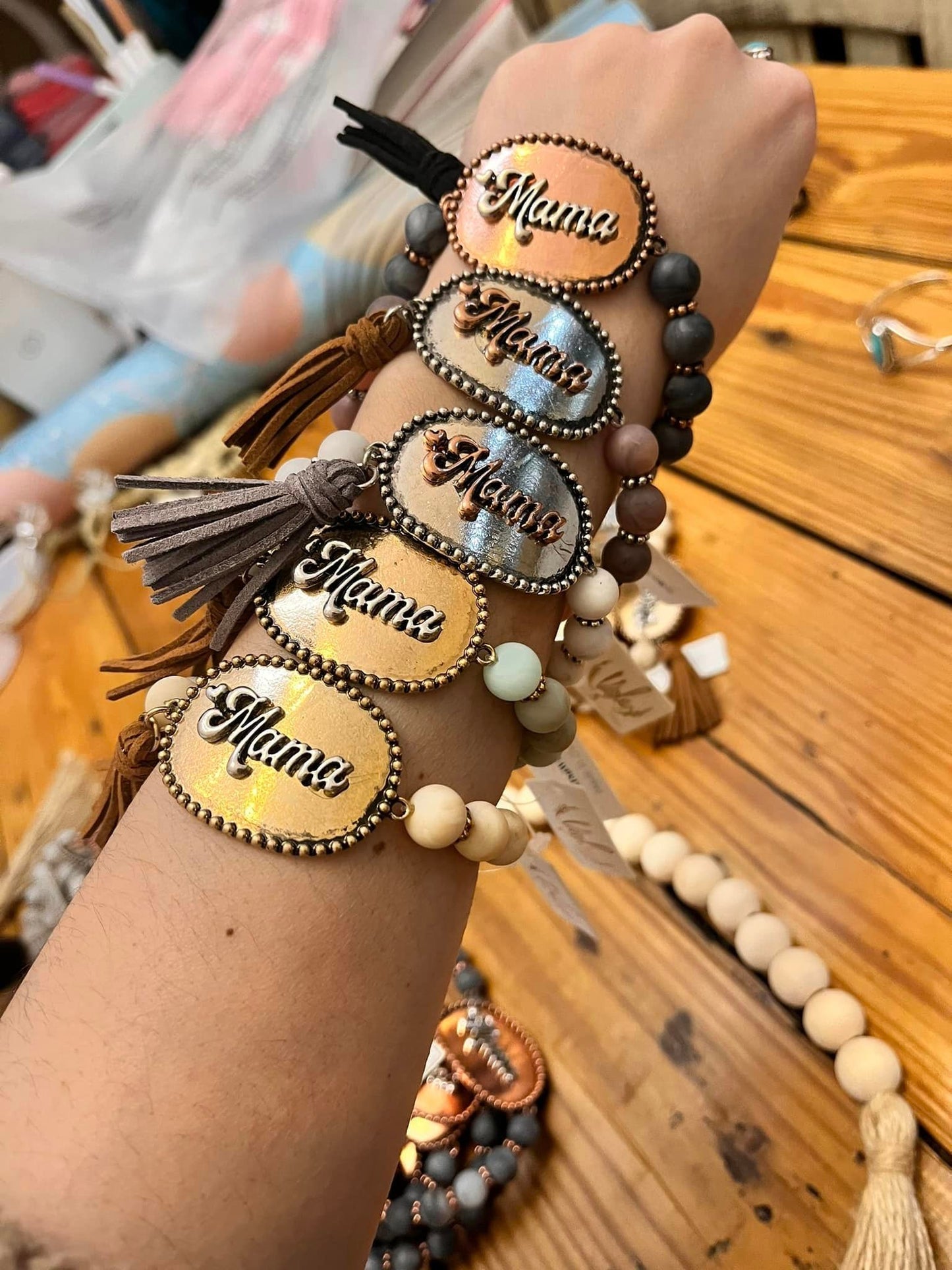 Mama Rustic Beaded Bracelet