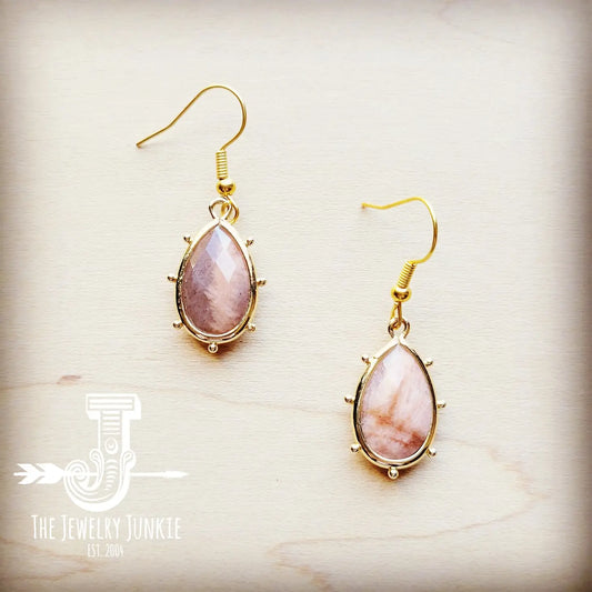 Genuine Sunstone Teardrop Earrings