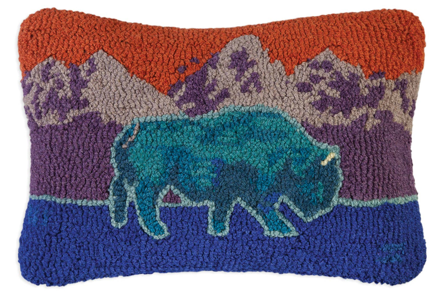 Blue Bison pillow western, ranch, rocky mountain, decor