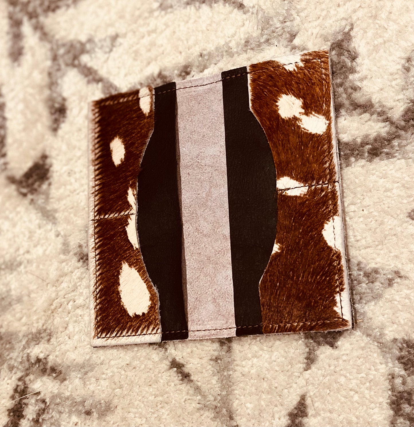 Hair-On-Hide Leather Wallet in Axis Deer Hide
