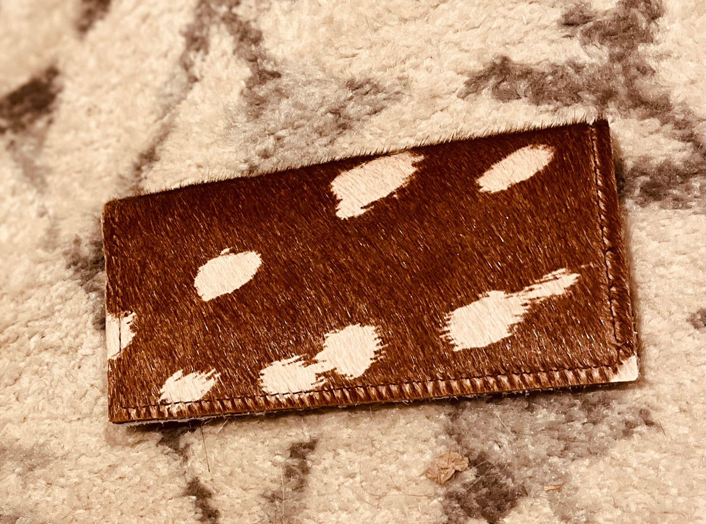 Hair-On-Hide Leather Wallet in Axis Deer Hide