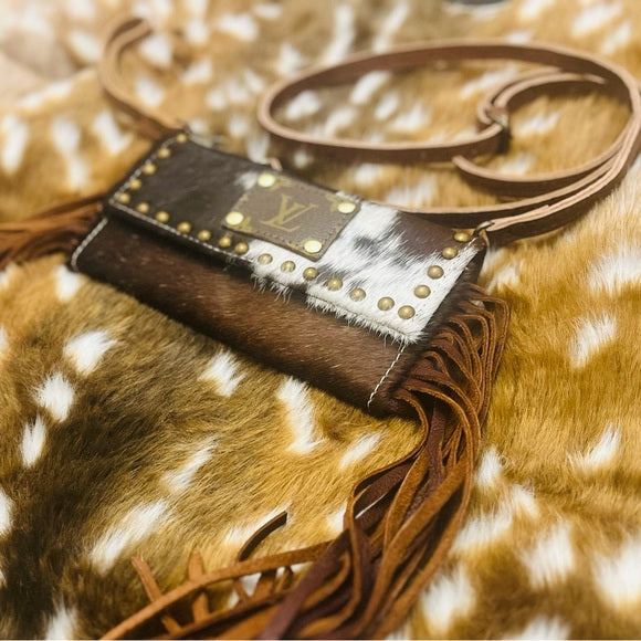 Mini Studded Leather LV Cowhide Fringe Crossbody