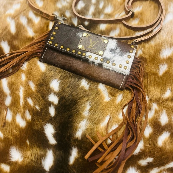 Mini Studded Leather LV Cowhide Fringe Crossbody