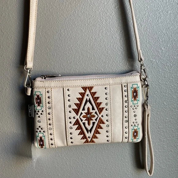 Montana West- Aztec Print Crossbody/Wristlet Leather Purse